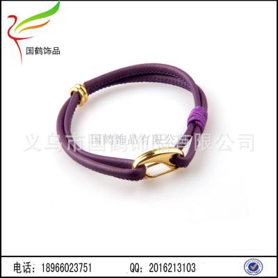 Multi layer color PU leather braided rope macroporous candy bead