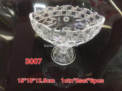 Glass Boat-Shaped Carved Ice Cream Cup 3007