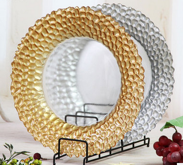 Glass beads plate western food wedding main dish dry fruit plate.