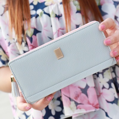 New ladies long purse tassel simple to take multi-card wholesale wallet