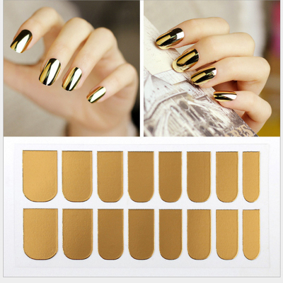Nail polish decal with gold, silver and black metal tape