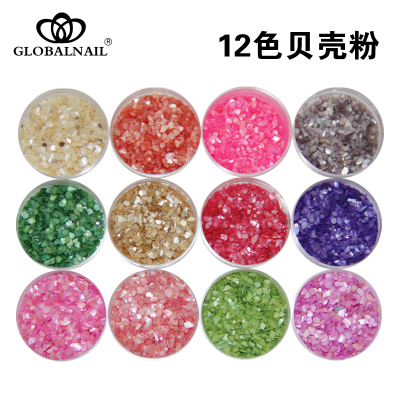 12 color shell powder nail shell powder set phototherapy crystal nail decoration nail supplies wholesale