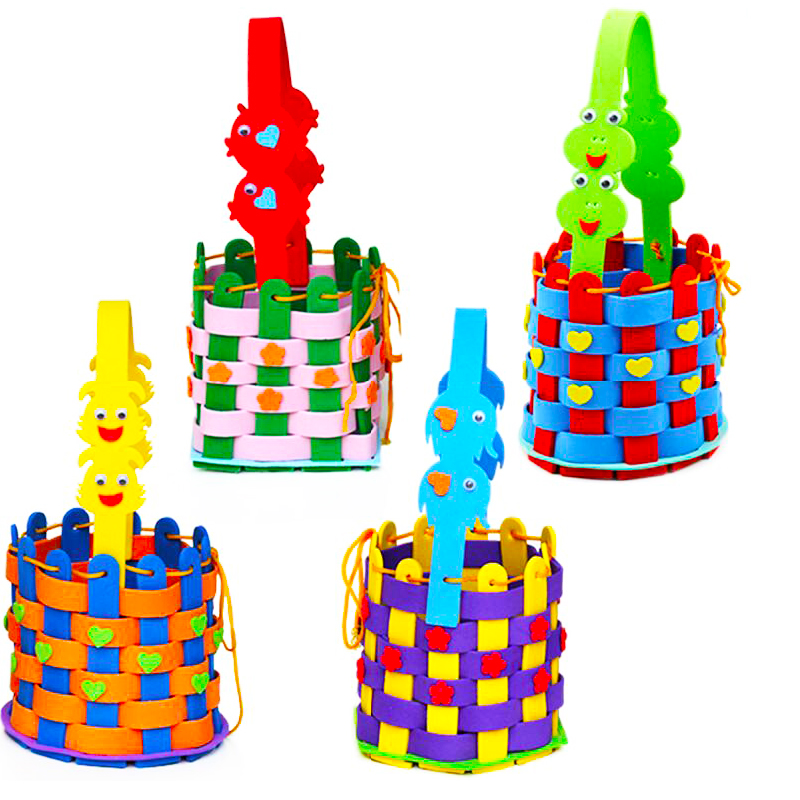 儿童EVA手工编织篮子 粘贴画儿童益智拼图玩具