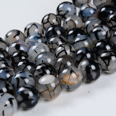 Black and white Onyx Black and white dragon dragon scales agate beads semi-finished agate beads wholesale Dragon