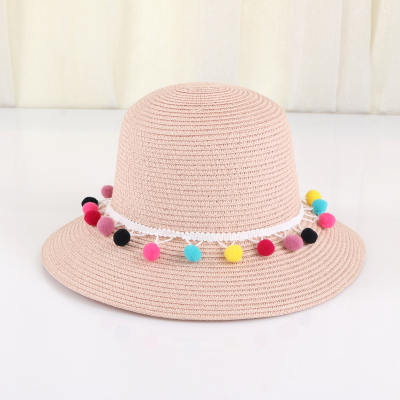 Summer new style shade women fashion hair ball straw hat basin hat hat hat 2017