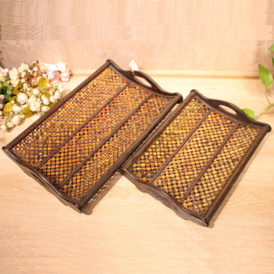 Hot Selling Retro Southeast Asian Style Handmade Bamboo Tray Fruit Plate X00158