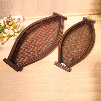Hot Selling Retro Southeast Asian Style Handmade Bamboo Tray Fruit Plate 09-13632
