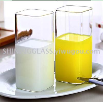 Square milk cup heat resistant tea cup juice glass microwave cup