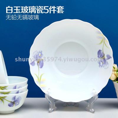 5 Head C (0833) White jade porcelain tempered glass Set tableware