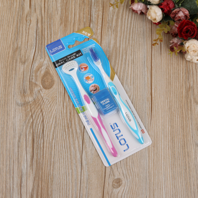 Dental floss toothed toothbrush wiper 3 pieces