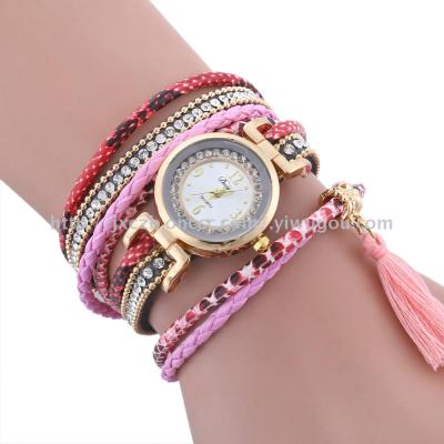 2017 new luxury two bracelet winding tassel pendant watch watch decoration