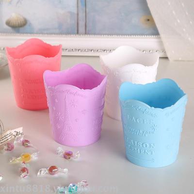 Office Creative Colorful Mini Penholder Desktop Plastic Trash Candy Color Round Hound Box