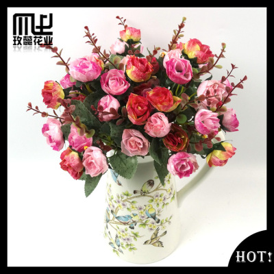 21 head of high-grade decorative flowers rose diamond Home Furnishing European Simulation ceramics wholesale rose