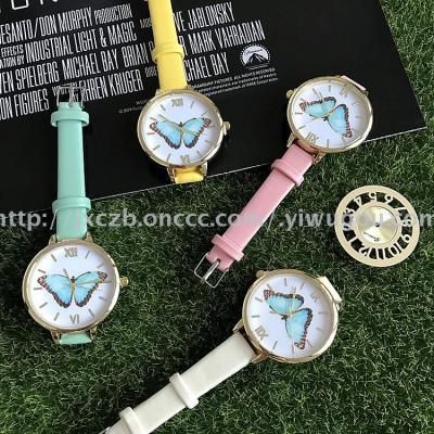 2017 latest candy color butterfly fine Strap Ladies student Watch