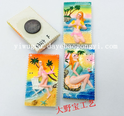 Seaside beach beauty stamps refrigerator with high-grade resin high-grade gifts.