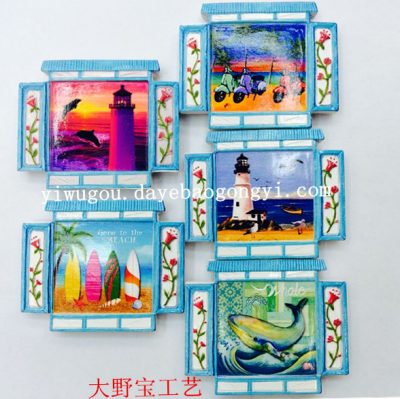 Seaside landscape refrigerator, high-end gifts, high-grade resin.