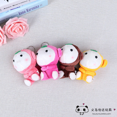 Cartoon leaves monkey dolls plush toys key holder phone bag pendant