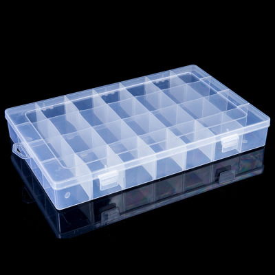 Yiwu daily necessities large 28 fixed transparent plastic sorting box storage jewelry medicine drill box