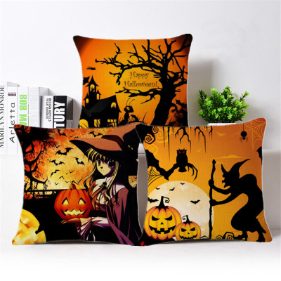 Hot shot - Halloween, pillow creative European and American linen printed pillowcase household cushions wholesale