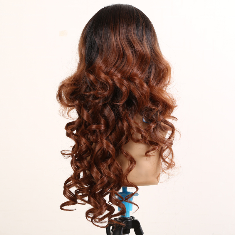 黑棕色手工卷发 长款化纤假发 厂家直销