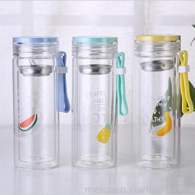 Creative fruit transparent glass men and women with covered tea cup students to mention rope heat resistant cup cup