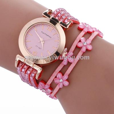 2017 hot creative Korean velvet flower bracelet watch winding student watch