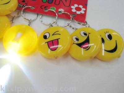 Authentic smiley face led light keychain cartoon smiley light special wholesale new creative car lights