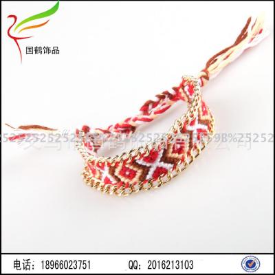 Woven bracelet handmade cotton chain bracelet with colorful rope bracelet