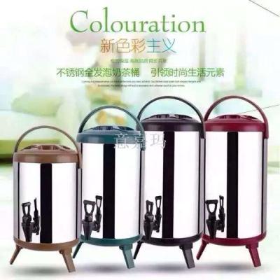 Insulated milk tea barrels stainless steel open bucket soy milk barrels juice barrels with leading tea barrels