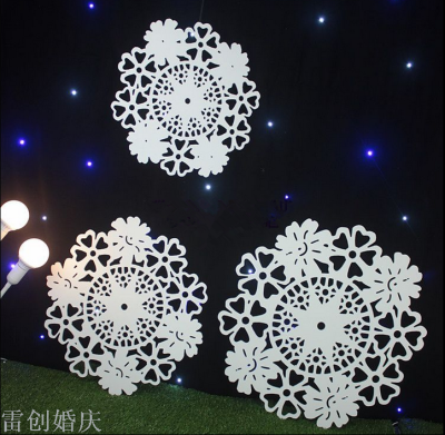 New carved flower foam hollow snow three - piece wedding scene decorated stage background decorations and props.
