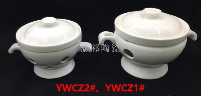 Magnesia bone porcelain stew pot ceramic soup pond dessert cup binaural cup with furnace