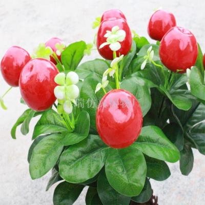 Simulation green plant 3 fork Mulan leaves apple orange peel rubber mini mini potted office decoration manufacturers