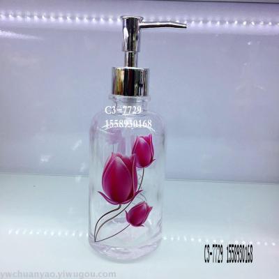 Glass hand sanitizer liquid shower gel bottle bathroom three-piece set