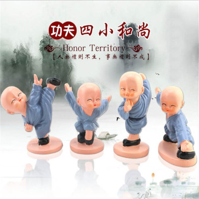 Car Decoration Resin Crafts Set Kung Fu Four Little Monks
