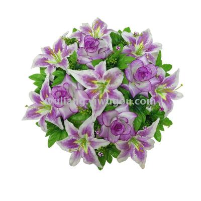 Wedding decoration 12 lily rose combination round pots