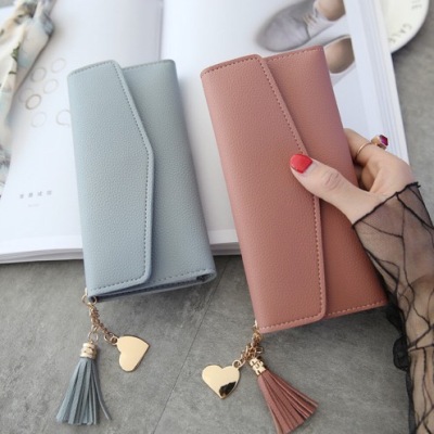 Spring/summer 2017 new long style women's purse heart-shaped pendant simple envelope fashionable multi-function purse