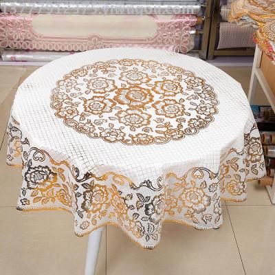 PVC stamping round table cloth waterproof and oil - proof plastic table mat rectangular European table cloth