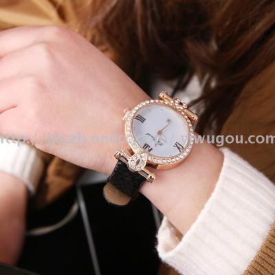 Female student Korean version of the simple creative diamond gorgeous bright strip of female quartz watch