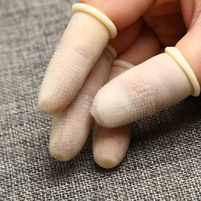 Cream-colored, dust-free and powder free agriculture finger covers disposable latex non-slip anti-static finger covers