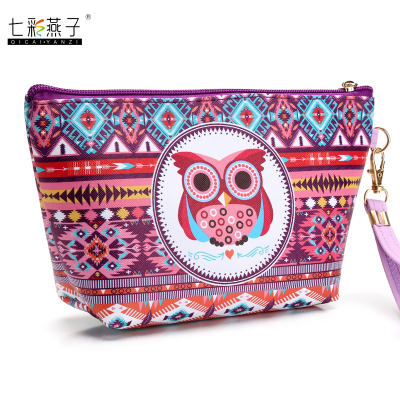 Pu cosmetic bag, owl pattern cosmetic bag, women's handbag, cosmetic storage bag, factory direct sales