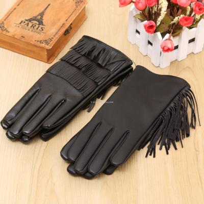 Autumn and winter fashion ladies leather warm and cotton gloves full of touch screen gloves.