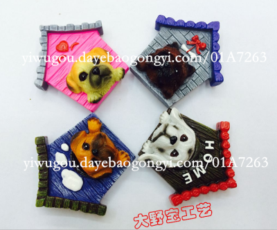Cute dog resin refrigerator paste foreign trade travel technology.