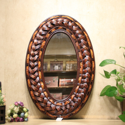 Hot-Selling Retro Southeast Asian Style Handmade Bamboo Frame Hanging Mirror 09-161206