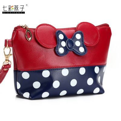 Foreign trade hot-selling cosmetic bag printed polka dot bowknot hand bag manufacturer direct sale.