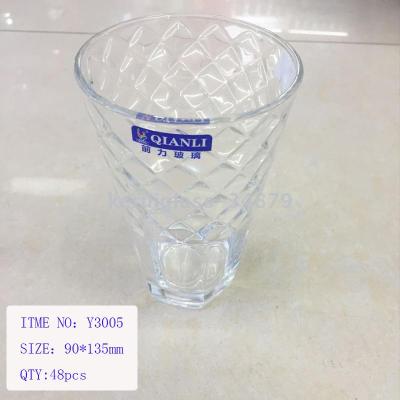 Front force transparent hexagon table cup Y3005 cup of milk cup juice cup.