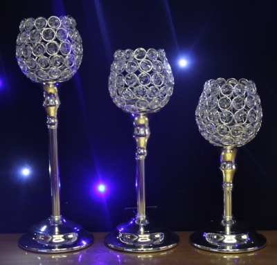 European-style crystal lamp candlestick furniture to sign in the district wedding candlestick three-piece set.
