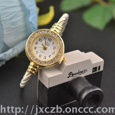 Europe and the United States burst round diamond drill single wire watch gold luxury bracelet watch quartz