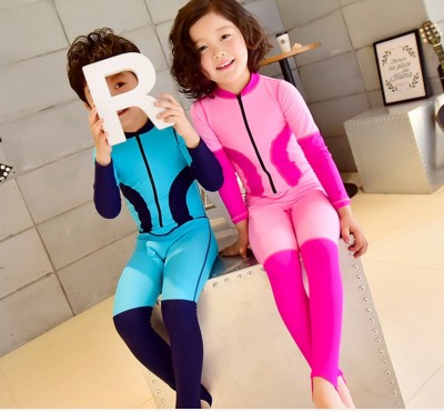 New boys and girls body body sunscreen swimwear long sleeve Siamese children diving suits outdoors