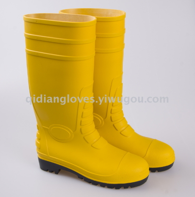 safety rain boots black on the black side of the standard steel head labor insurance shoes