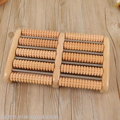 Manufacturer's Five-Row Solid Wood Roller Foot Friction Device Foot Massager Household